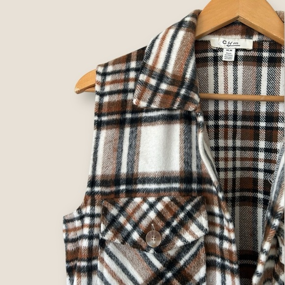 C By One Plaid Buttoned Vest - Picture 4 of 10